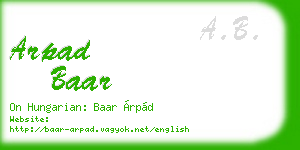 arpad baar business card